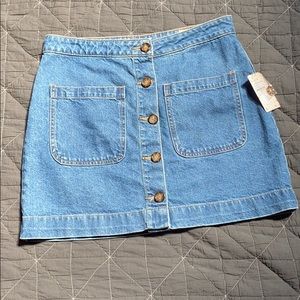 NWT Free People Denim Miniskirt Patch Pockets 30